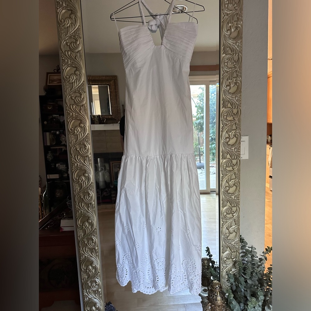 XS Jason Wu halter top maxi midi poplin cotton white dress